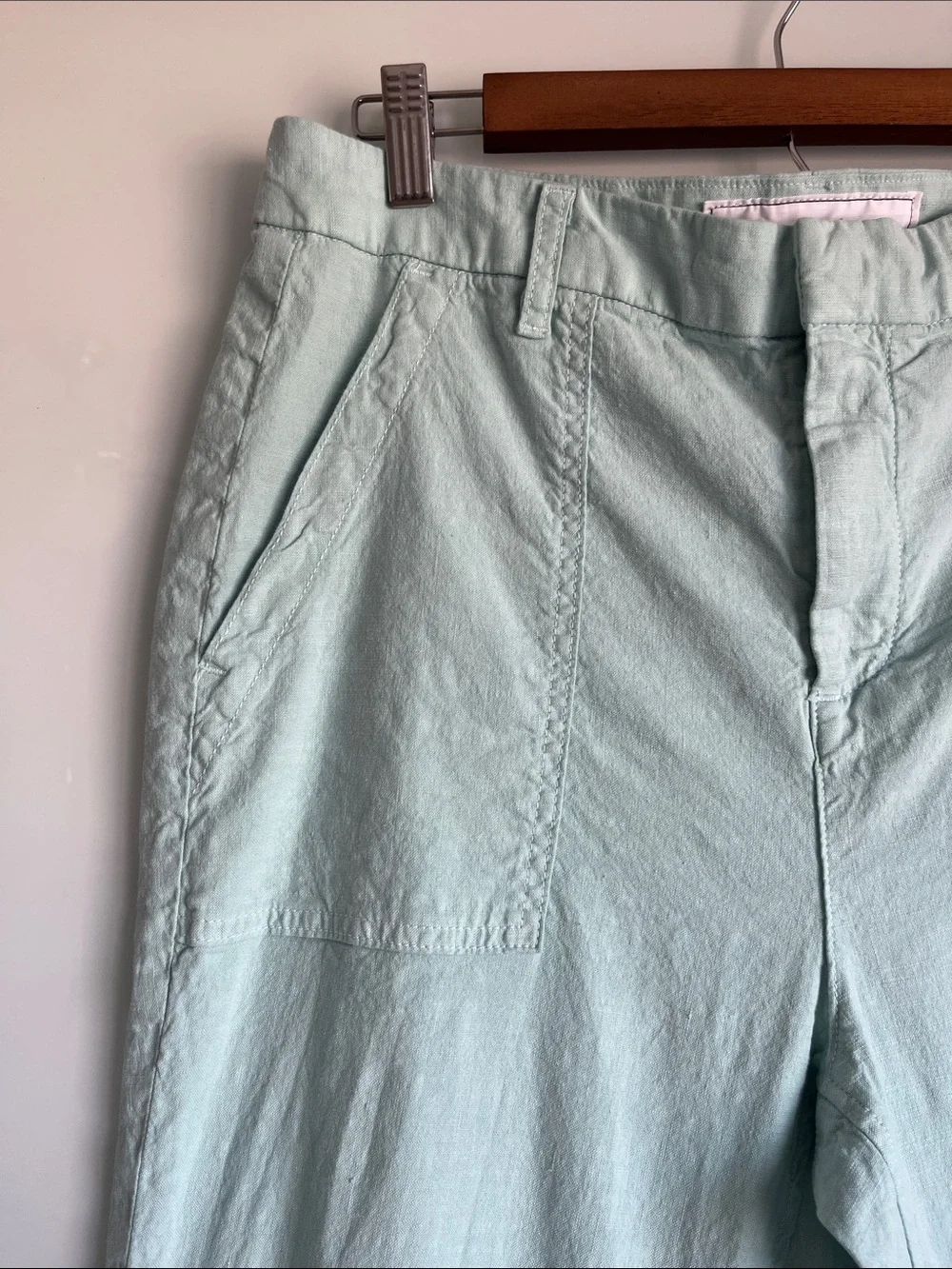 Frank & Eileen Jameson Linen Cotton Blend Seafoam Blue Jogger Pants Size 8